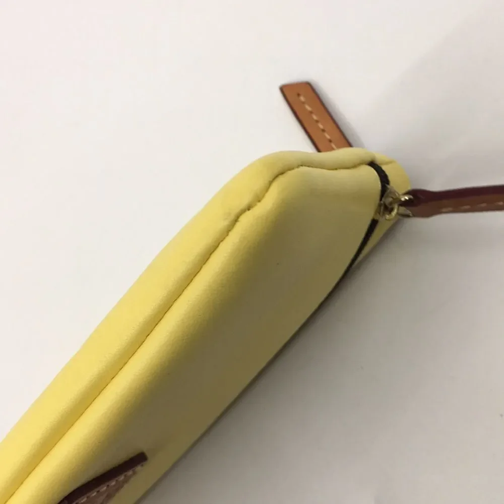 DOONEY & BOURKE Tech Top Yellow Leather Double Zip Pouch Wallet